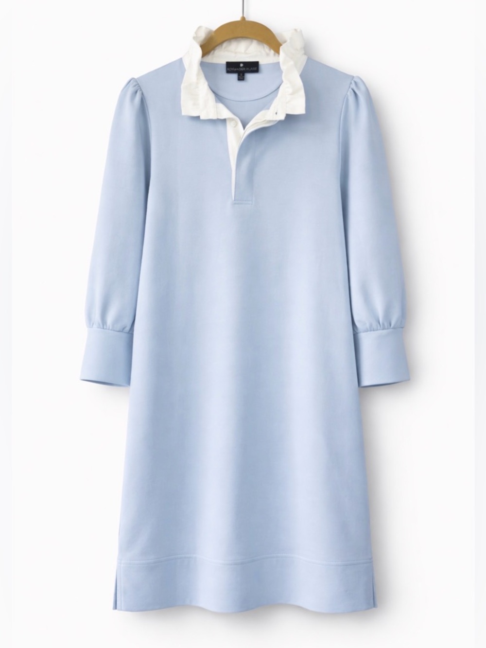 Pomander Place Charlotte Dress Blue Ruffle Collar Preppy Coastal Size S